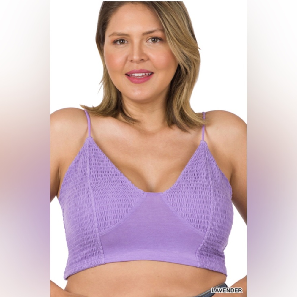 NWT ZENANA SMOCKED TRIANGLE BRALETTE